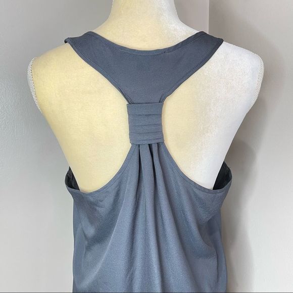 Women Tank Top Large Gray Racerback Pleated - Picture 4 of 13